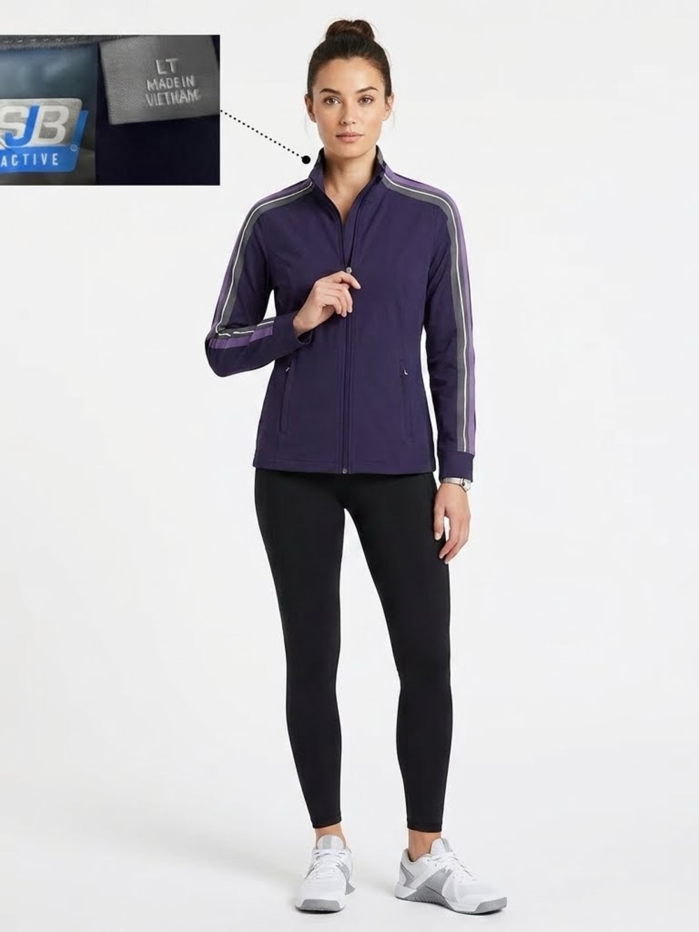 SB Active Purple Track Jacket with Stripe Detail